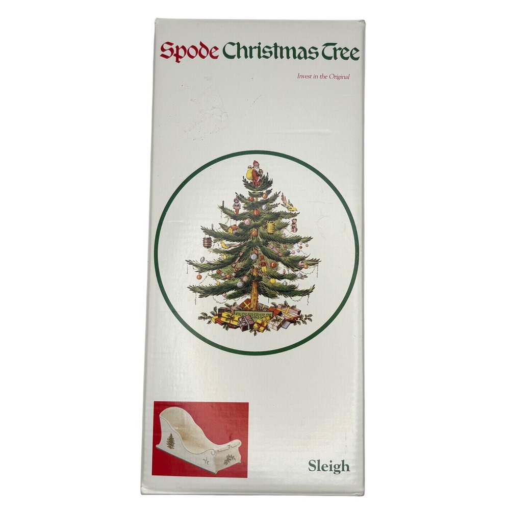 Vtg Spode Christmas Tree Sleigh Wine Caddy Centerpiece S3324 Made In England Box